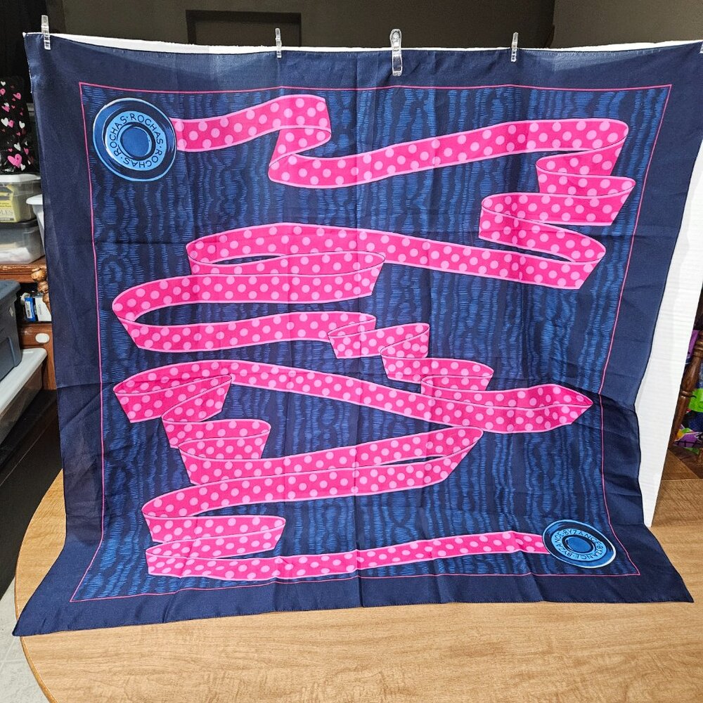 Rochas Scarf Square Navy Pink